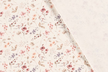 Rib Jersey, Rippenjersey mit Blumen, Mohnblumen, wollweiß, 0,5 m